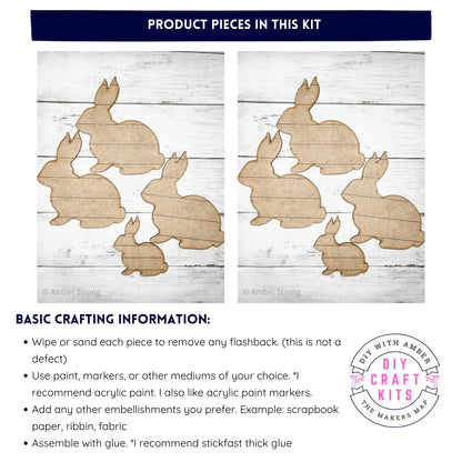 Shiplap Bunny Shape Cut Outs Style 1 DIY Kit