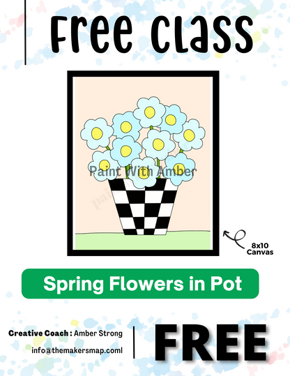 Free Spring Flowers In Pot Paint Class Workshop