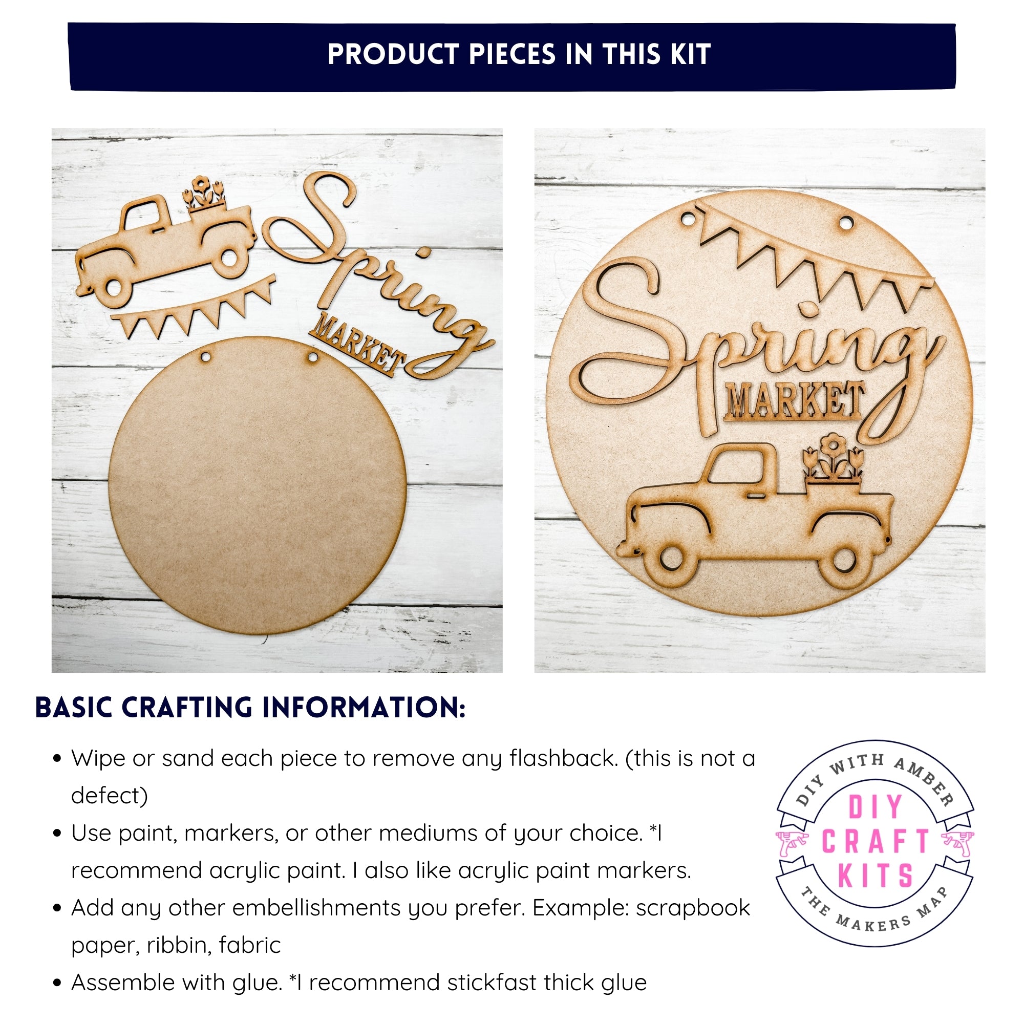 9 in round Spring Market Sign DIY Kit – The Makers Map - DIY with Amber
