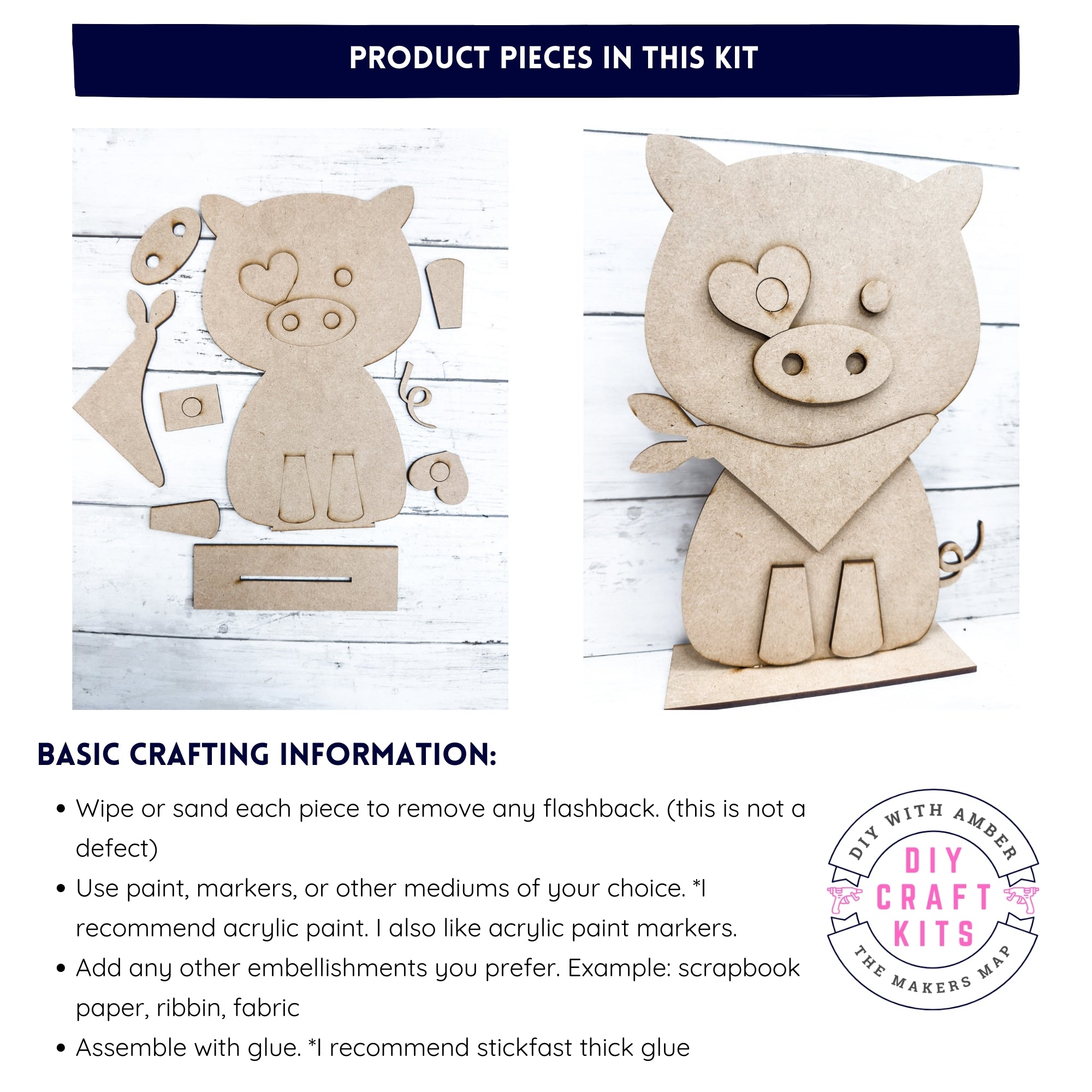 Standing Pig Pattern Standing Pig DIY Kit – The Makers Map - DIY with Amber