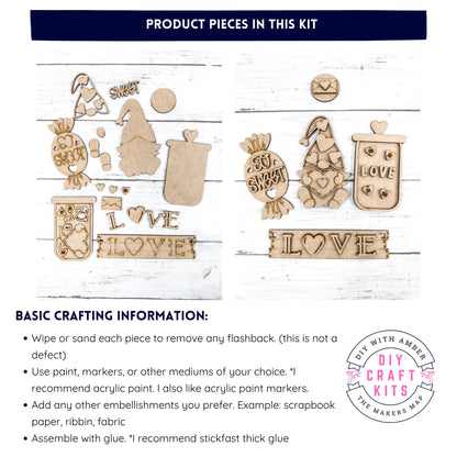 Valentine’s Gnome Insert for Interchangeable box bases DIY Craft Kit