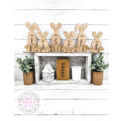 Wide Easter Bunnies Shelf Sitter Sign DIY Kit