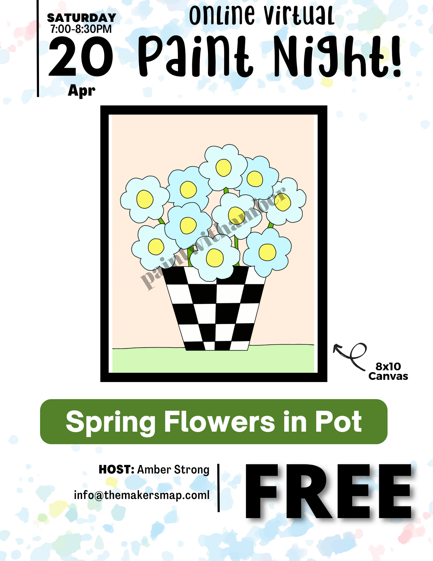 Free Spring Flowers In Pot Paint Class Workshop
