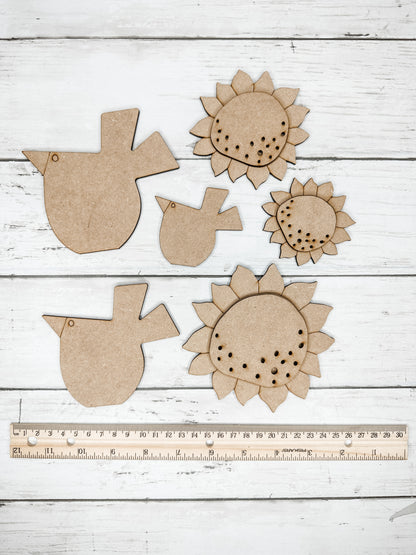 Birds and Sunflower Cut outs DIY Kit