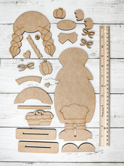 Standing Autumn Girl Gnome DIY Kit