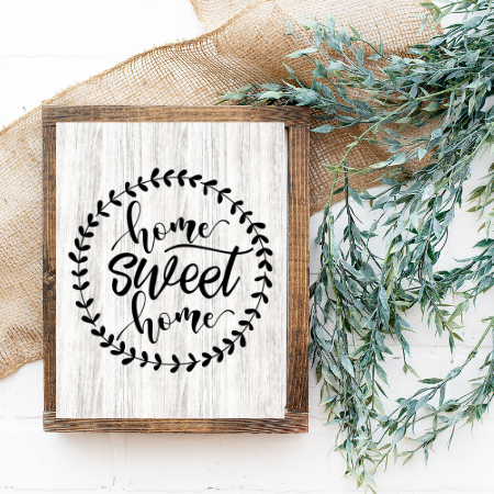 Home Sweet Home Farmhouse Shelf Sitter Sign - Rustic Plastic Wall Art / Shelf Decor