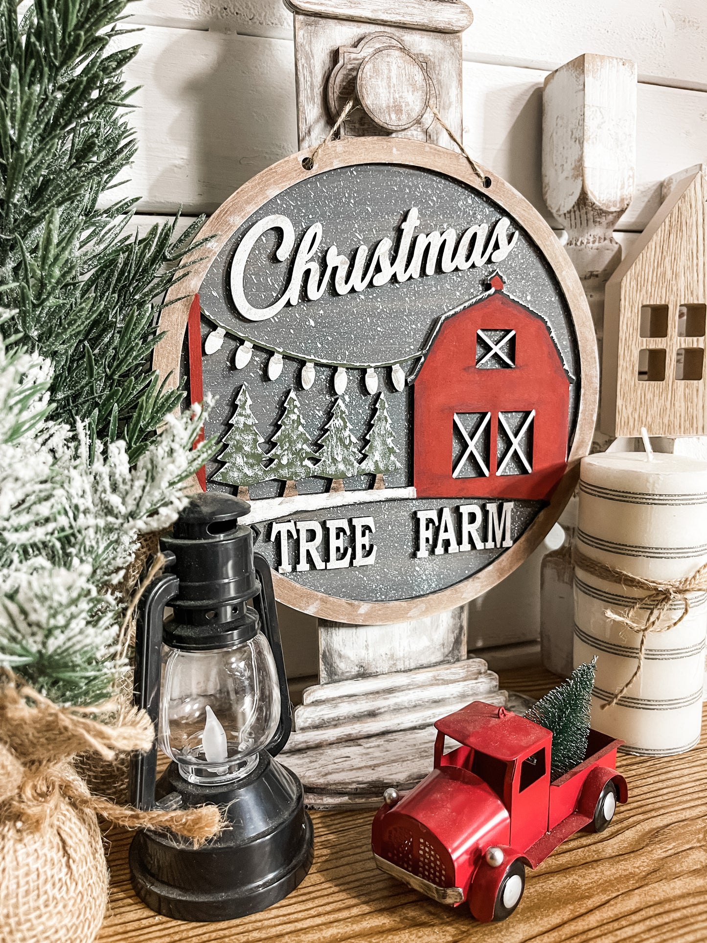 9 in round Christmas Tree Farm Barn Sign DIY Kit