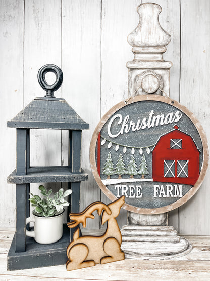 9 in round Christmas Tree Farm Barn Sign DIY Kit