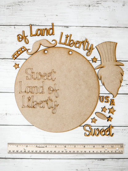 9 in round Sweet Land of Liberty Gnome DIY Kit
