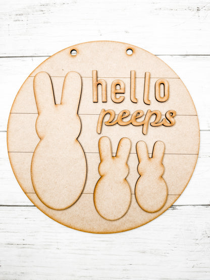 9 in round Easter Hello Peeps Sign DIY Kit