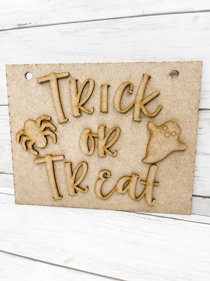 Double Sided Trick or Treat / Out of Candy Sign DIY Kit