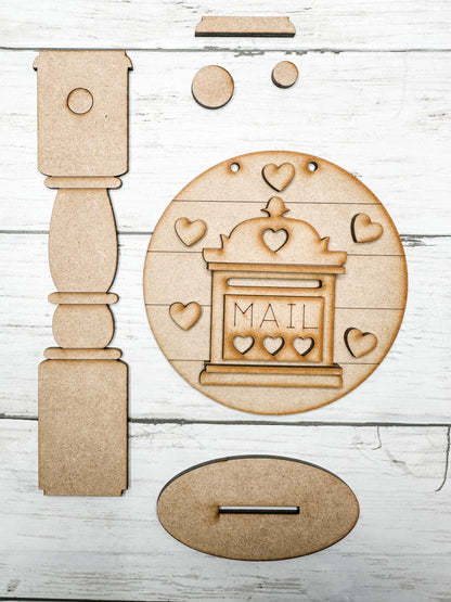 Valentines Mail Box 5 in round sign and Stand DIY Kit