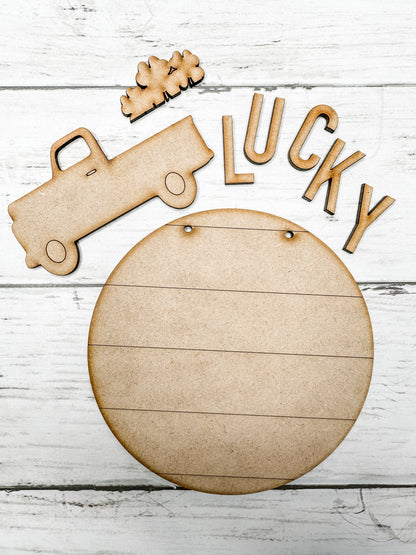 Lucky Truck 5 in round sign and Stand DIY Kit