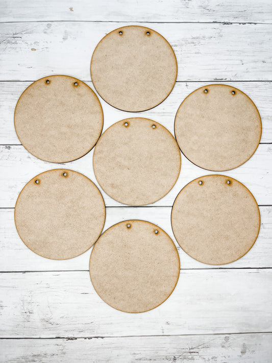 7 pack Blank 5 in Round with holes Cut out DIY Kit