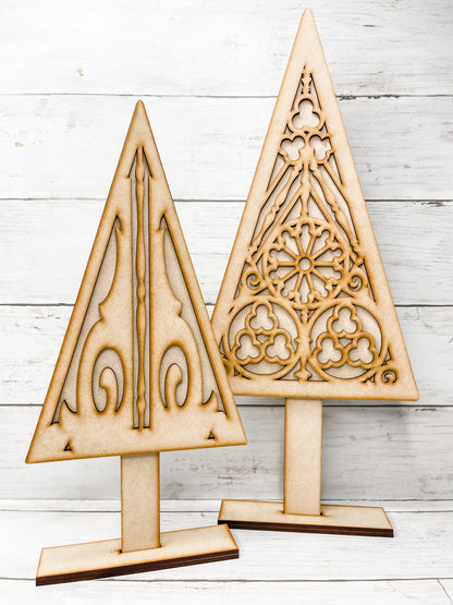 Pair of Christmas Winter Architectural Trees DIY Kit