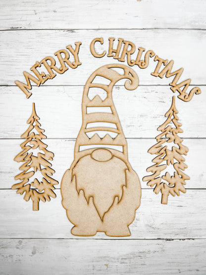 15 in Round Christmas gnome Door Hanger Sign DIY Kit