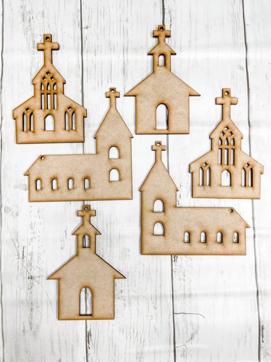 6 Church Shape Ornaments DIY Kit