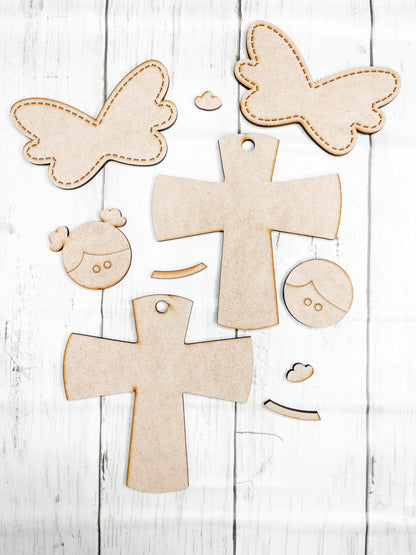 Set of 2 Cross Angel Ornaments DIY Kit