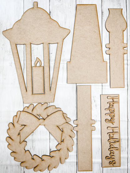 Happy Holidays Light Post Porch Sign Add on Pieces DIY Kit