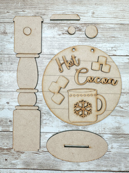 Hot Cocoa 5 in round sign and Stand DIY Kit